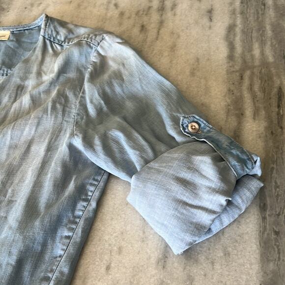Anthropologie Cloth & Stone chambray romper Woman’s Size S Convertible Sleeve - Picture 10 of 16